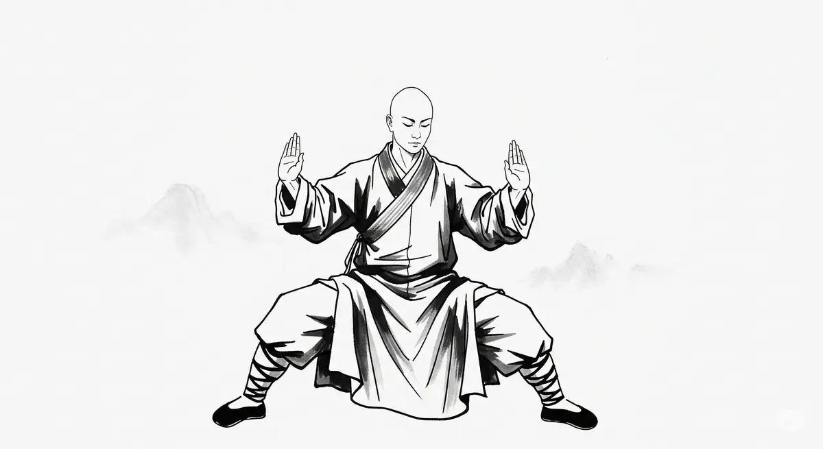 egy shaolin csikungot gyakorló