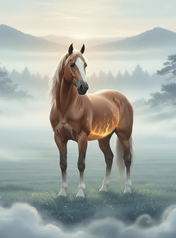 Tűz ló és csikung illusztráció