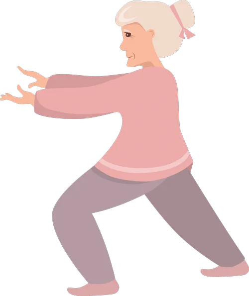 Idős hölgy csikungot gyakorol