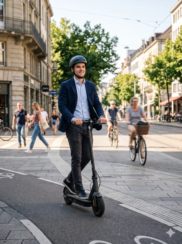 Elektromos rollerek a városban - illusztráció